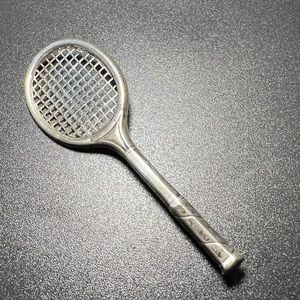 Vintage Sterling Silver Handmade Tennis Racket Brooch Pin Marked Sterling